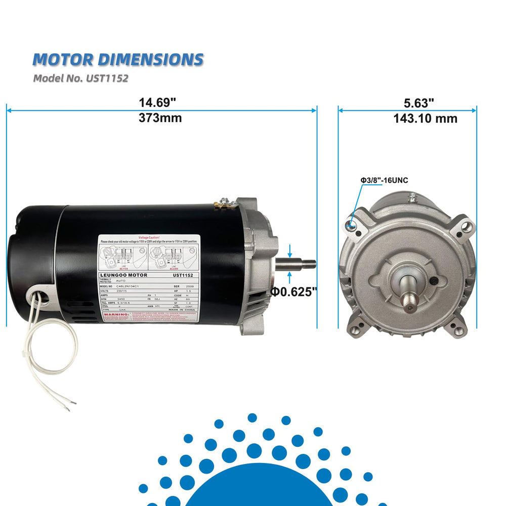 LEUNGOO motor mounted in pump housing demonstrating compatibility and fit