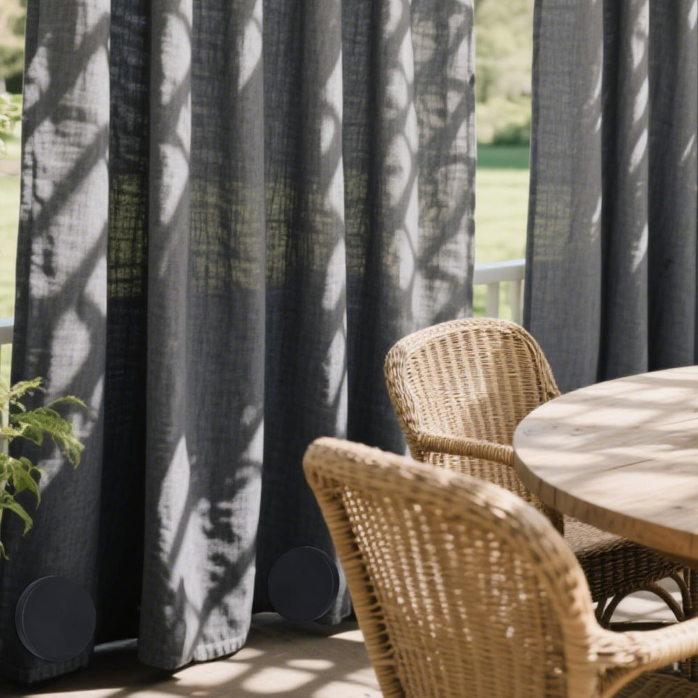 LEVOSHUA installed on gazebo curtains in outdoor setting improving privacy and stability