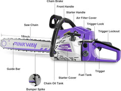 Lewhale chainsaw bar and chain close-up highlighting durable low-kickback cutting teeth