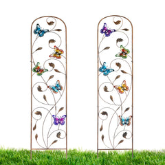LEWIS&WAYNE front view of arched trellis pair enhancing a wall