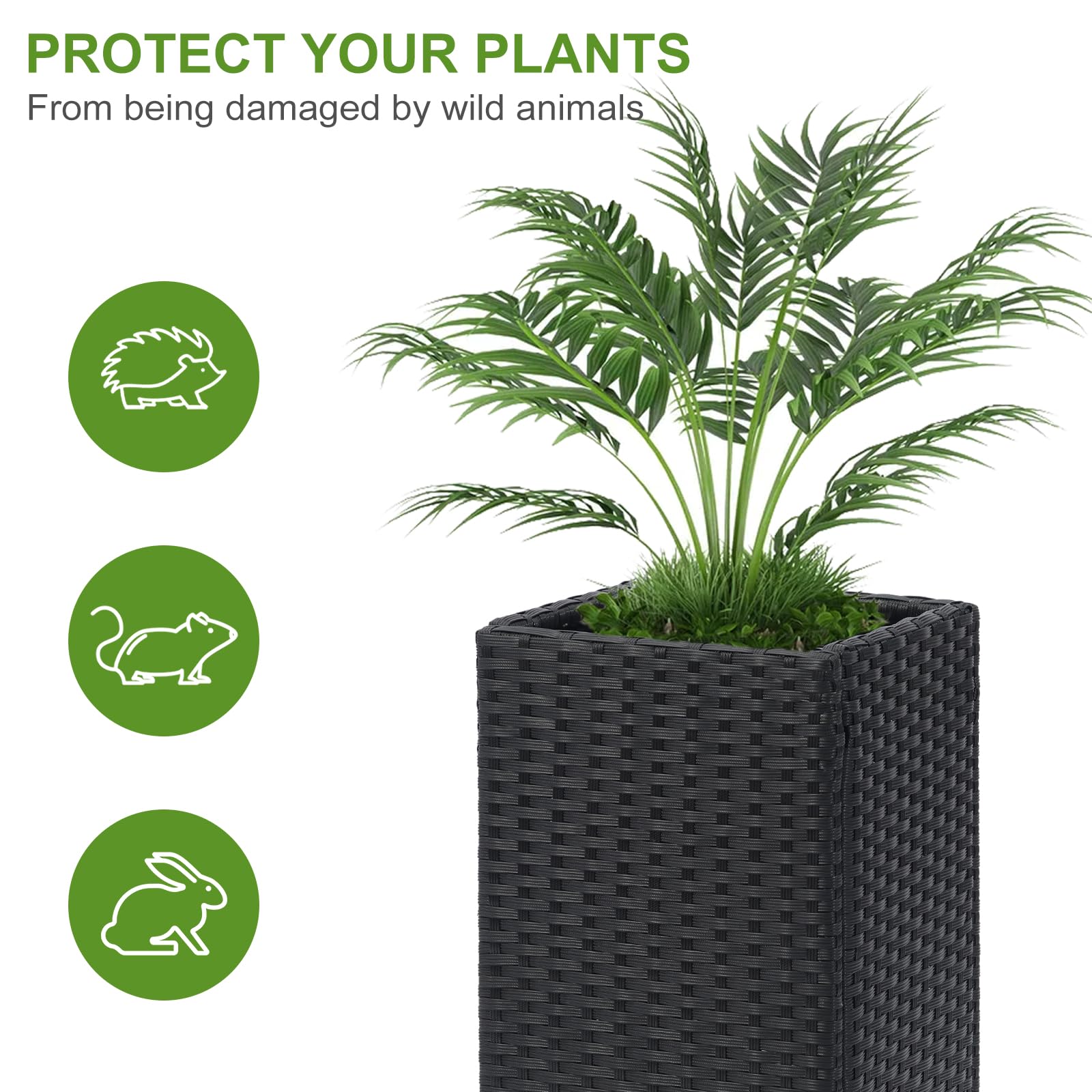 LEWIS&WAYNE planter beside chair illustrating 24-inch height for easier plant care