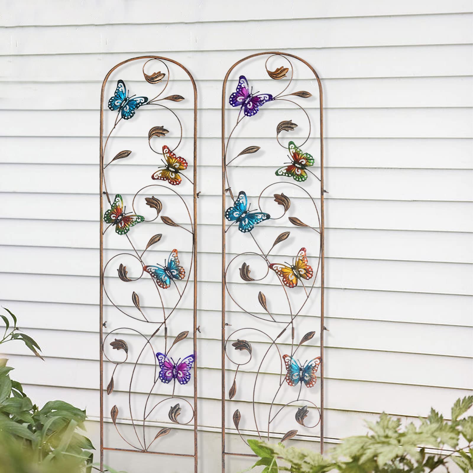 LEWIS&WAYNE trellis staked into garden bed providing stable support