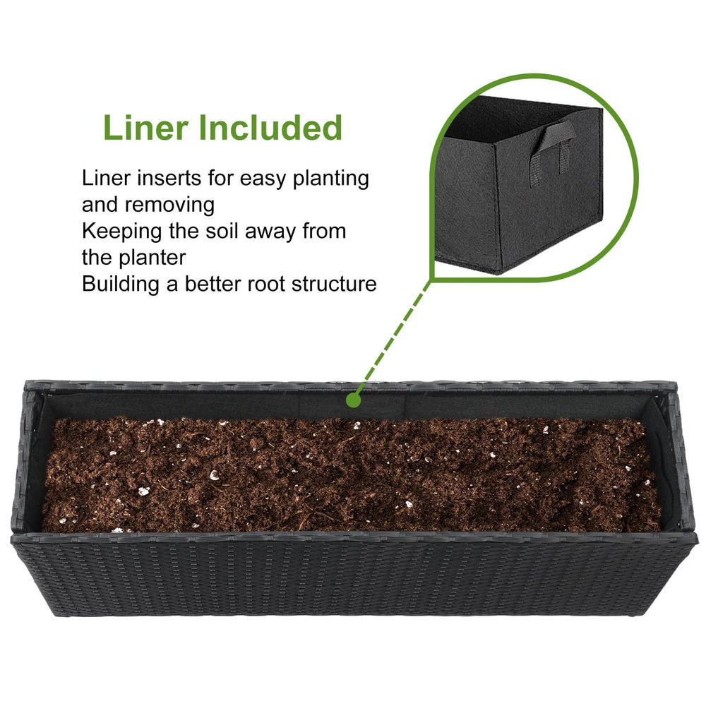 LEWIS&WAYNE planter in use on deck with herbs showing compact gardening advantage