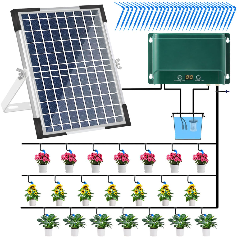 Lewisia solar panel and control unit showing kit setup and easy programming