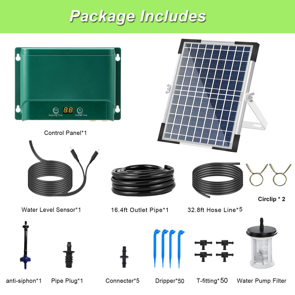 Lewisia solar panel mounted on fence highlighting portable, no-grid watering