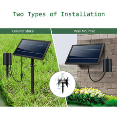 Lewisia solar panel mounted on ground stake, secure placement for optimal sun