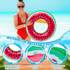 Lewtemi inflated swim ring beside ruler showing scale and comfortable fit benefit