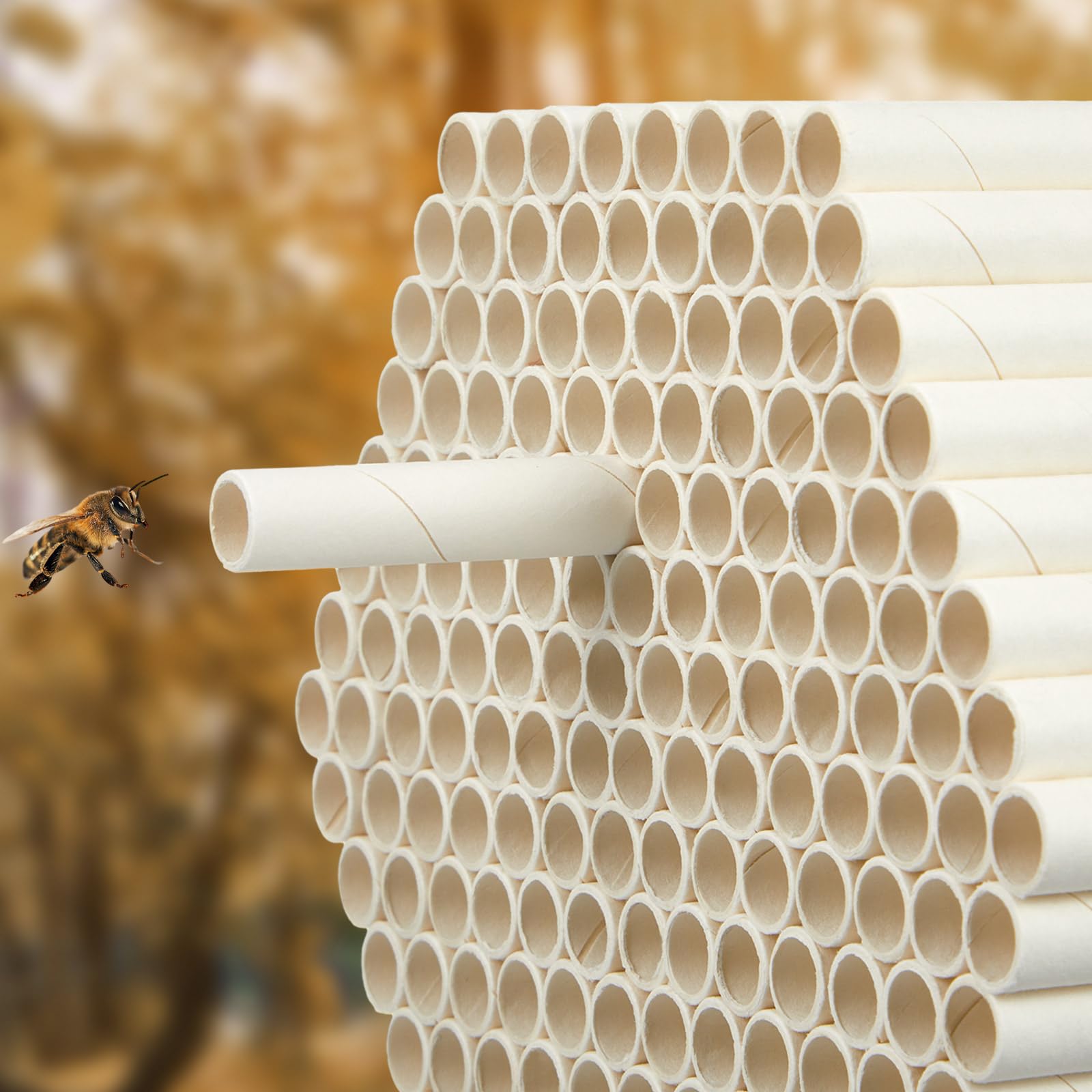 Lewtemi tubes fitted into a bee house promoting easy installation