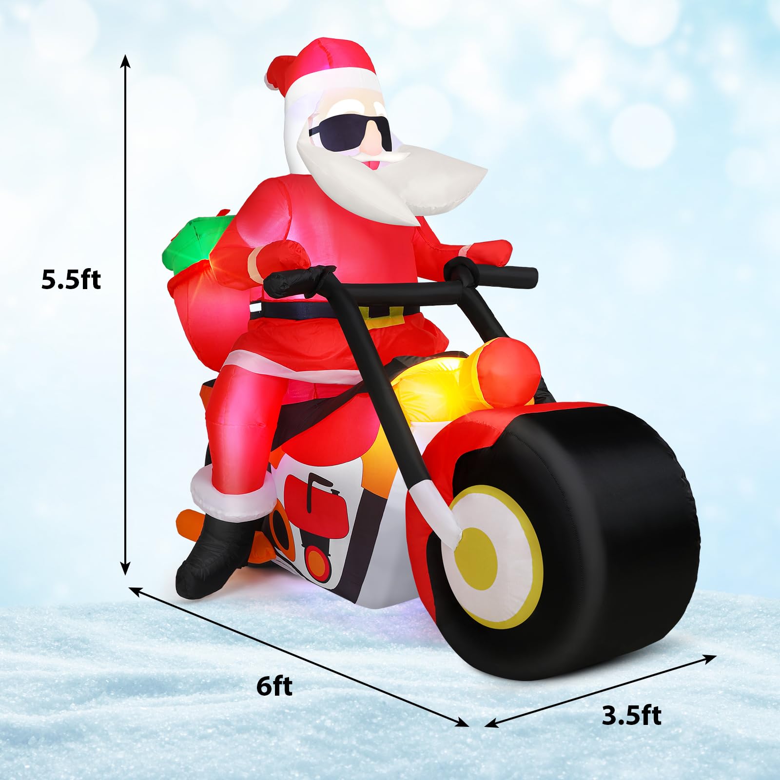 Leyndo inflatable close-up of Santa face detail, high-quality stitching and color retention