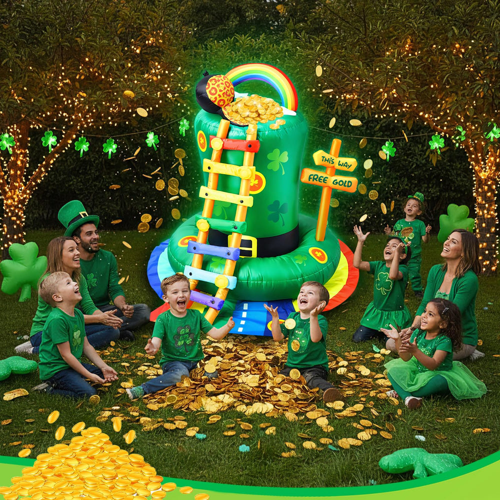 Leyndo family decorating inflatable trap together encouraging creative fun