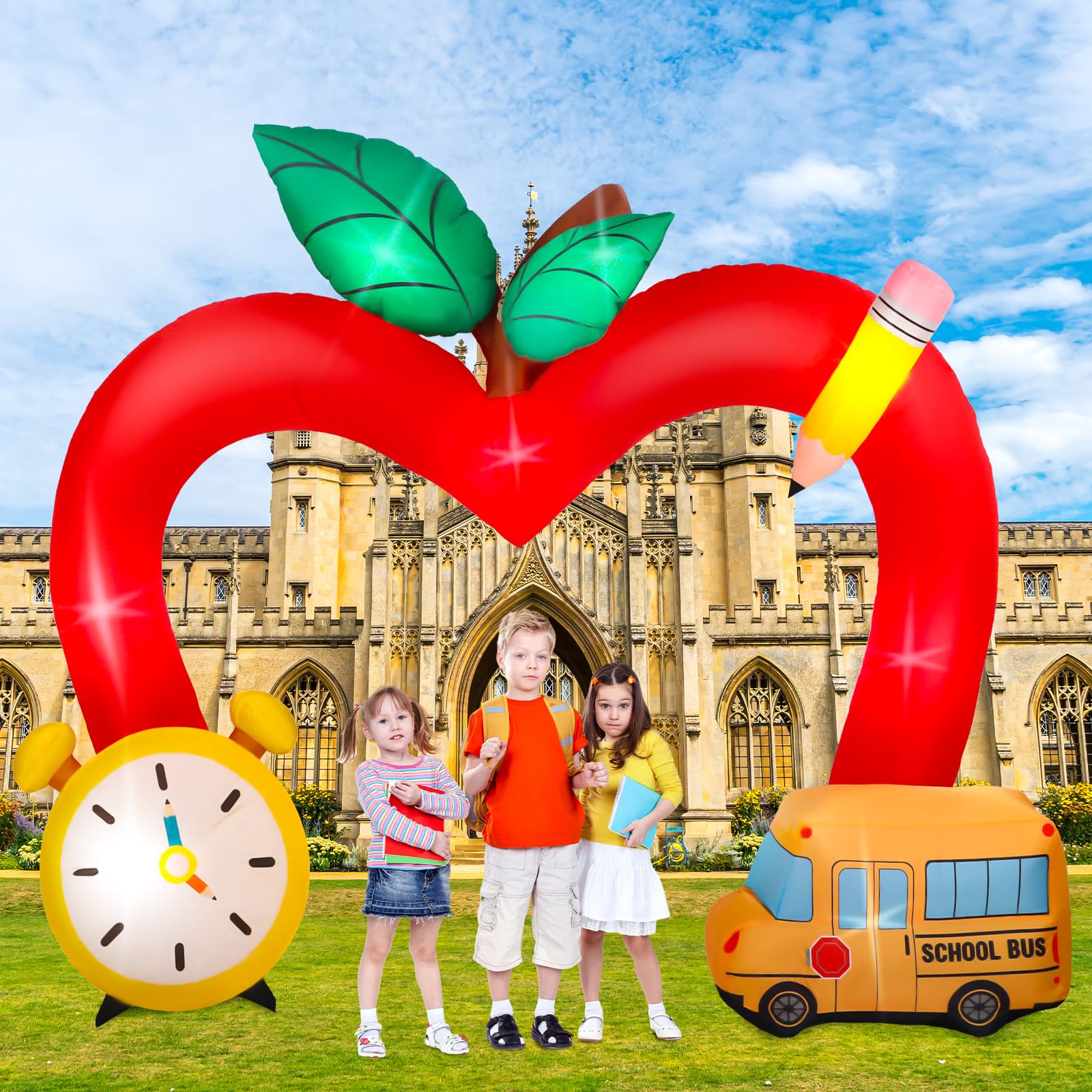 Leyndo front view apple arch as a colorful welcoming centerpiece