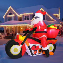 Leyndo inflatable front view showing Santa on motorcycle, instantly festive focal point
