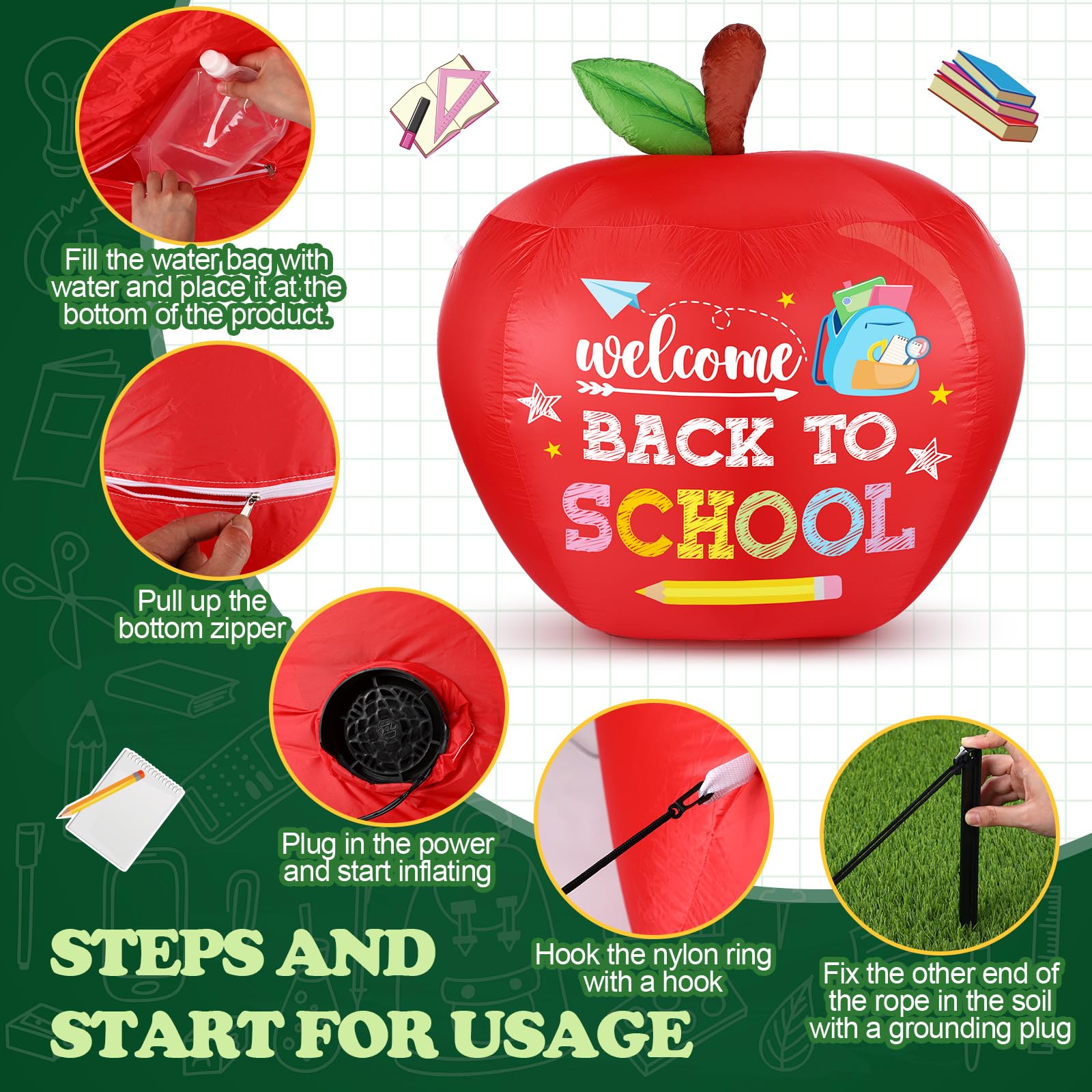 Leyndo giant apple anchoring accessories with stakes and water bag for stability