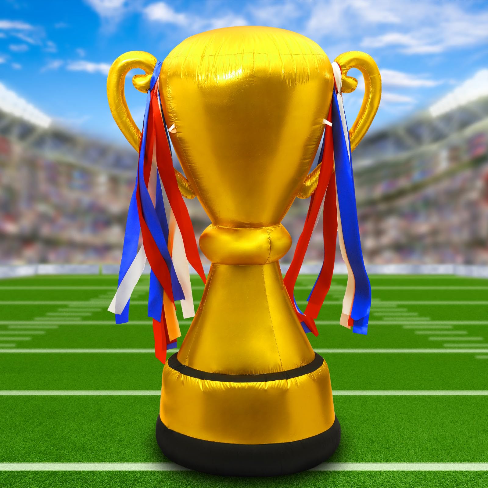 Leyndo giant golden trophy front view showing tall shiny award and visual impact