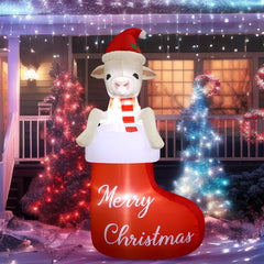 Leyndo goat inflatable front view showing festive LED glow and curb appeal