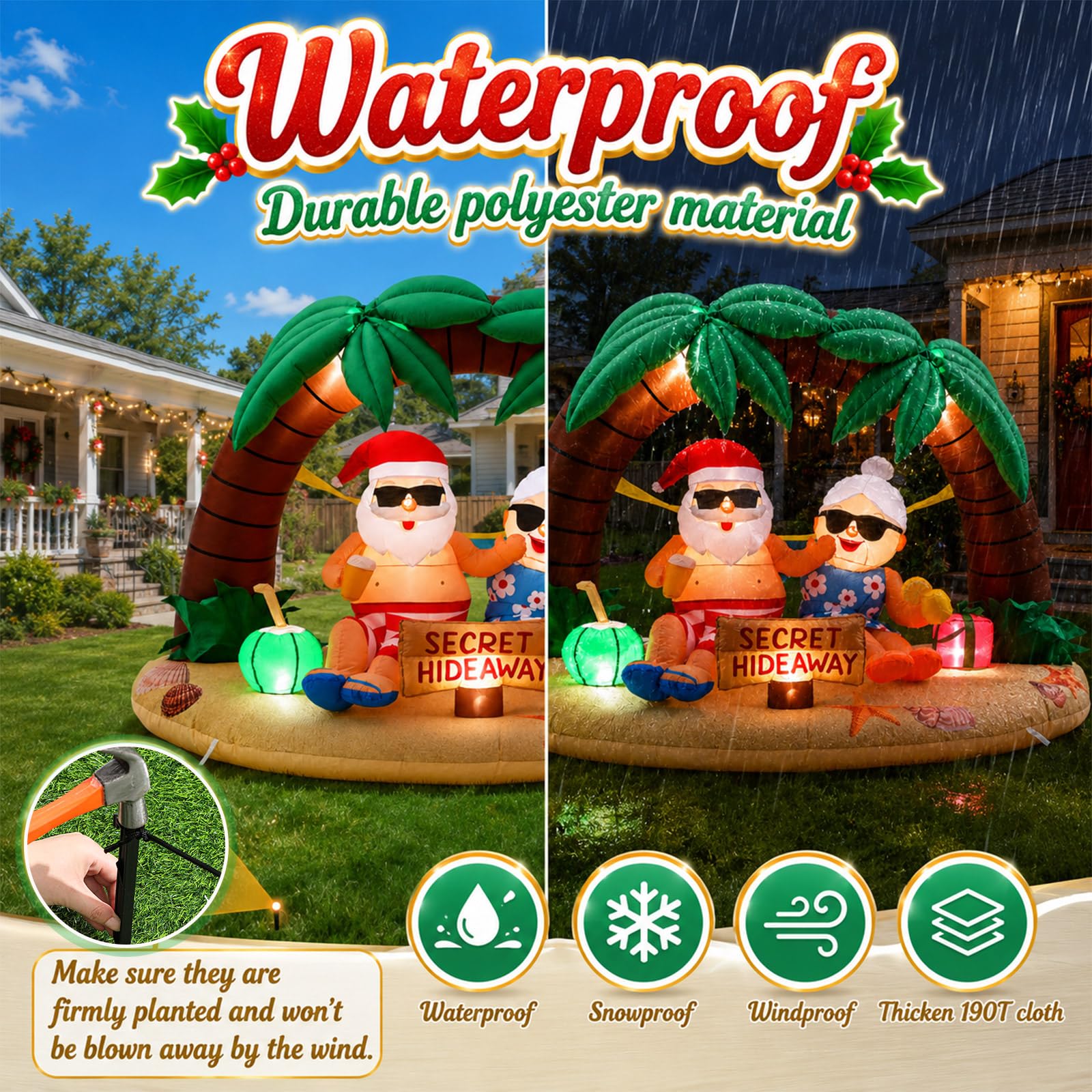 Leyndo lifestyle image of inflatable on beach patio creating tropical holiday atmosphere