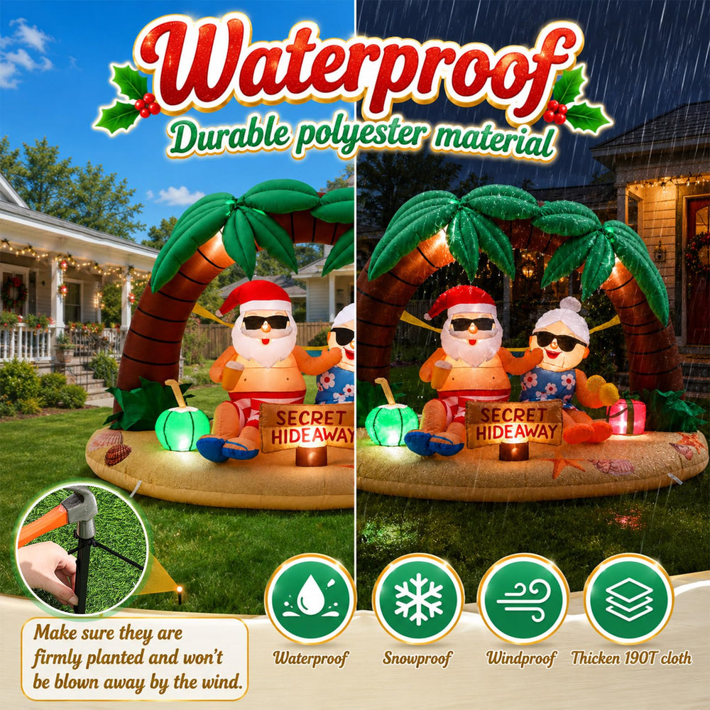 Leyndo lifestyle image of inflatable on beach patio creating tropical holiday atmosphere