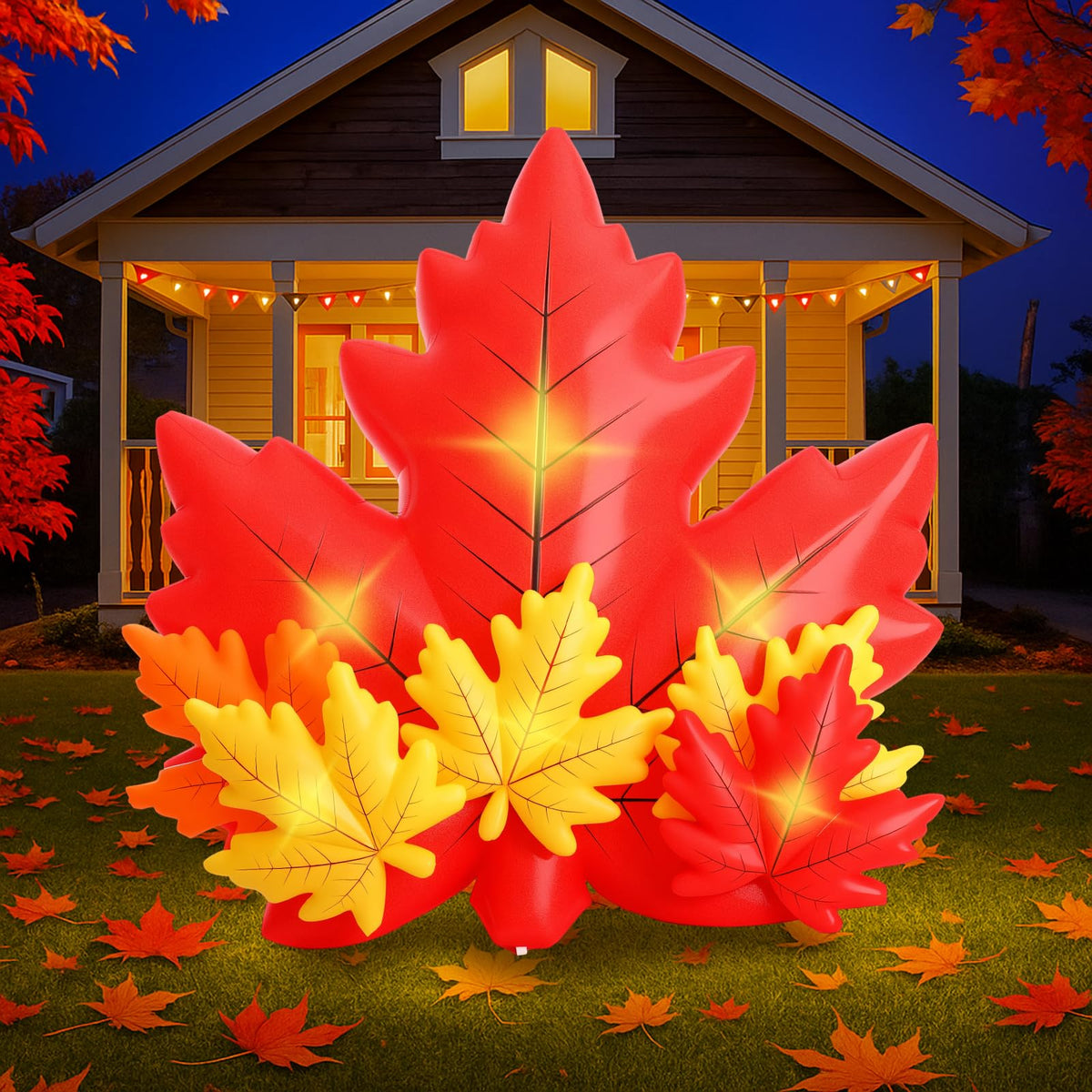 Leyndo maple leaf front view showing bright fall colors and festive presence