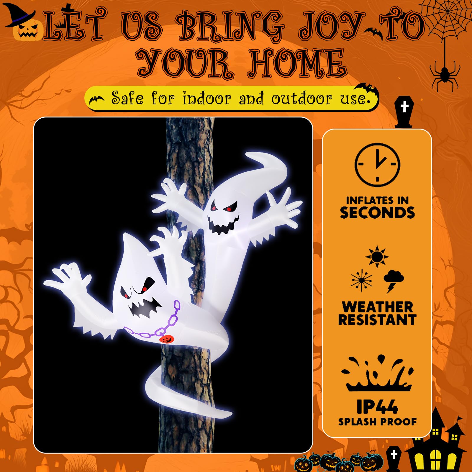 Leyndo two ghosts entwined in yard displaying paired arrangement for bigger Halloween impact