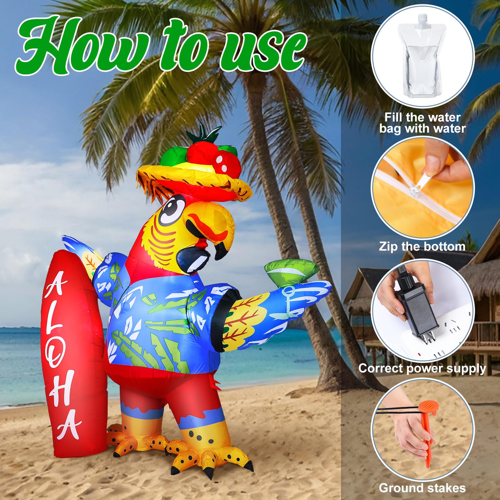 Leyndo parrot lit with LED lights at night for vibrant ambiance