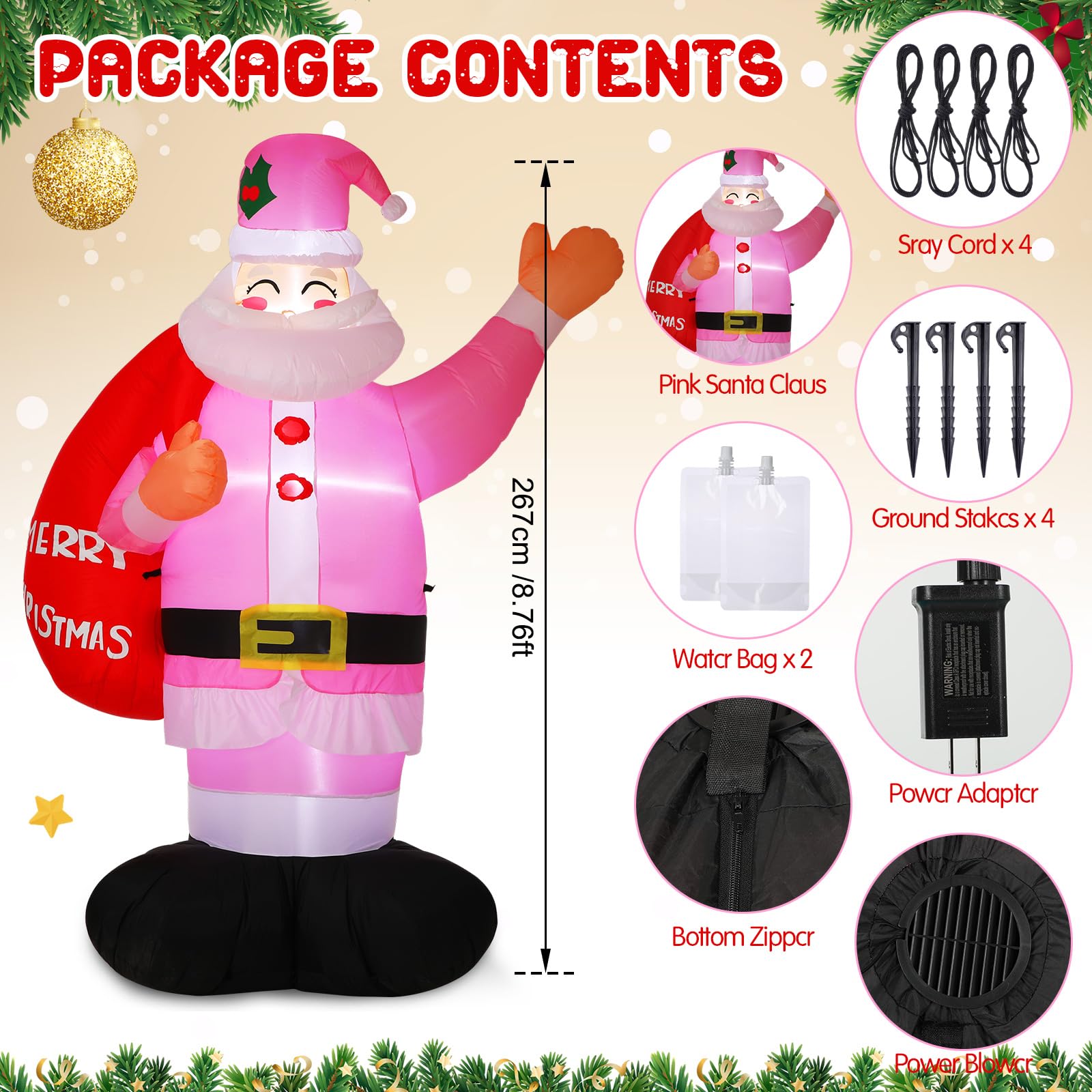 Leyndo pink Santa close-up of fabric and seam detail for durability