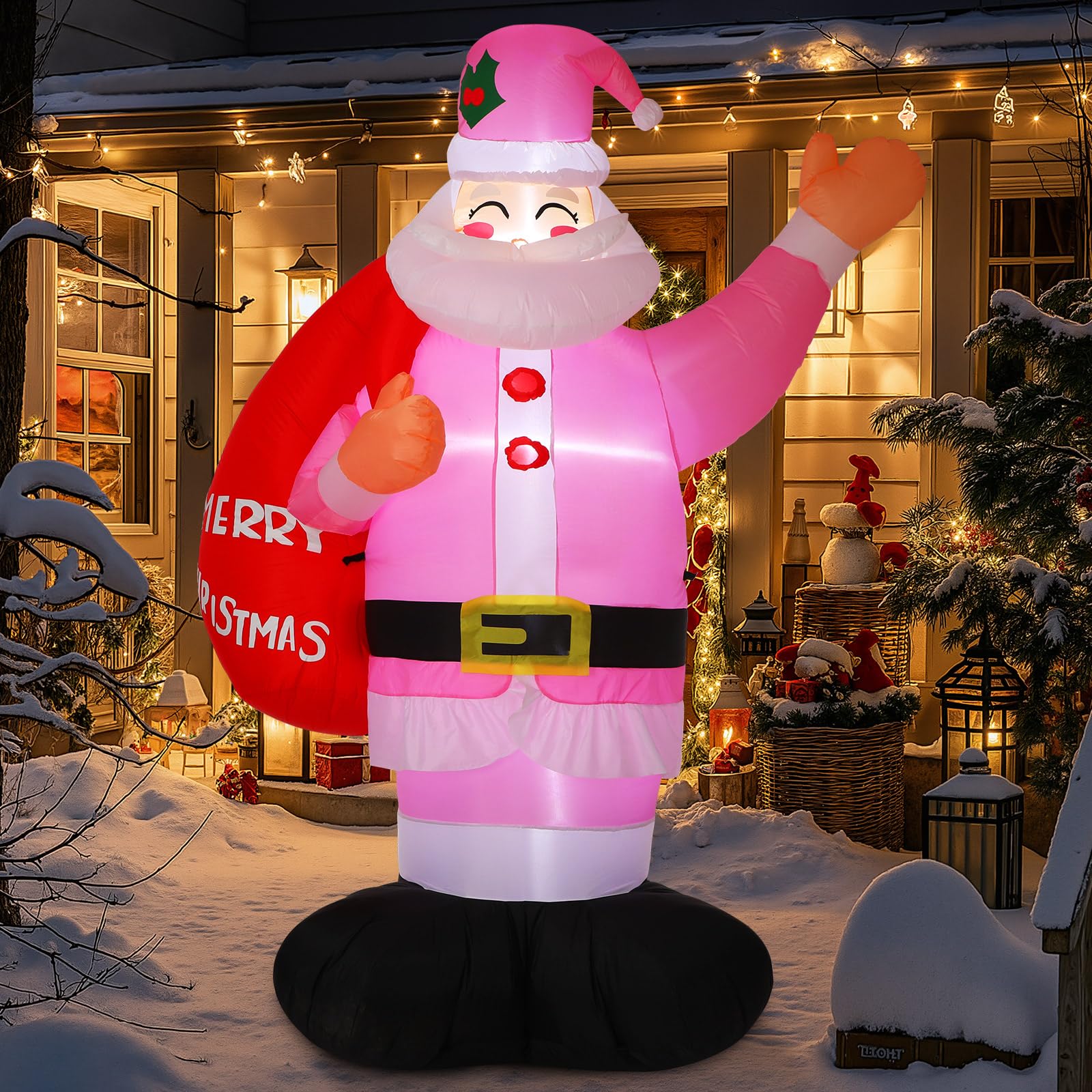 Leyndo pink Santa front view showing cheerful design and large scale