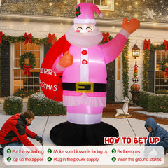Leyndo pink Santa lit at night with LED glow for nighttime visibility