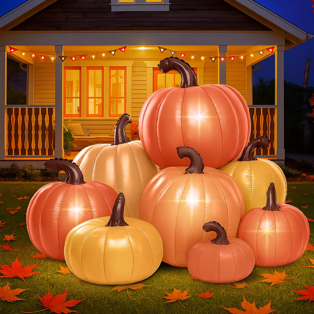 Leyndo pumpkin on lawn next to mailbox showing true 6 ft height scale