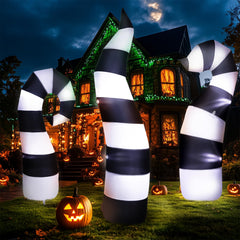 Leyndo worms staked in garden adding festive curb appeal