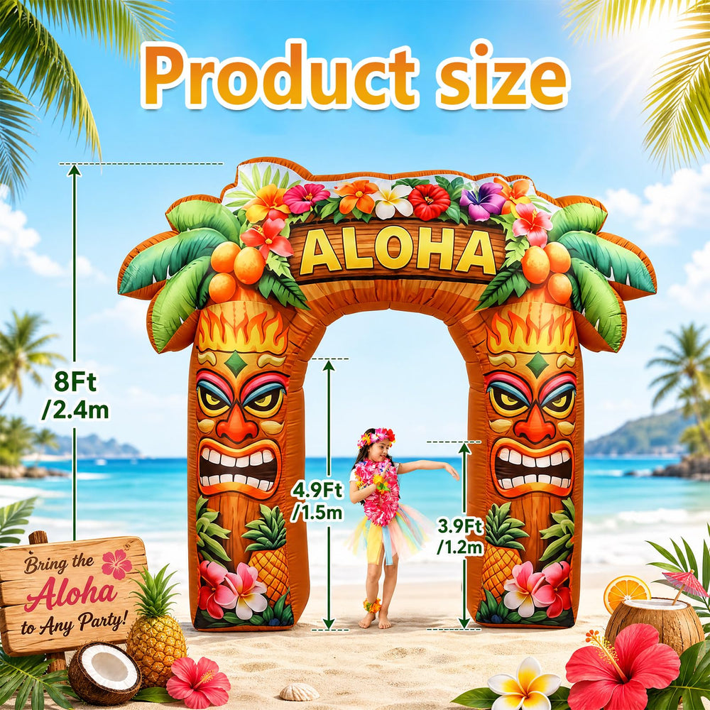 Leyndo tiki arch LED closeup highlighting five lights for night visibility