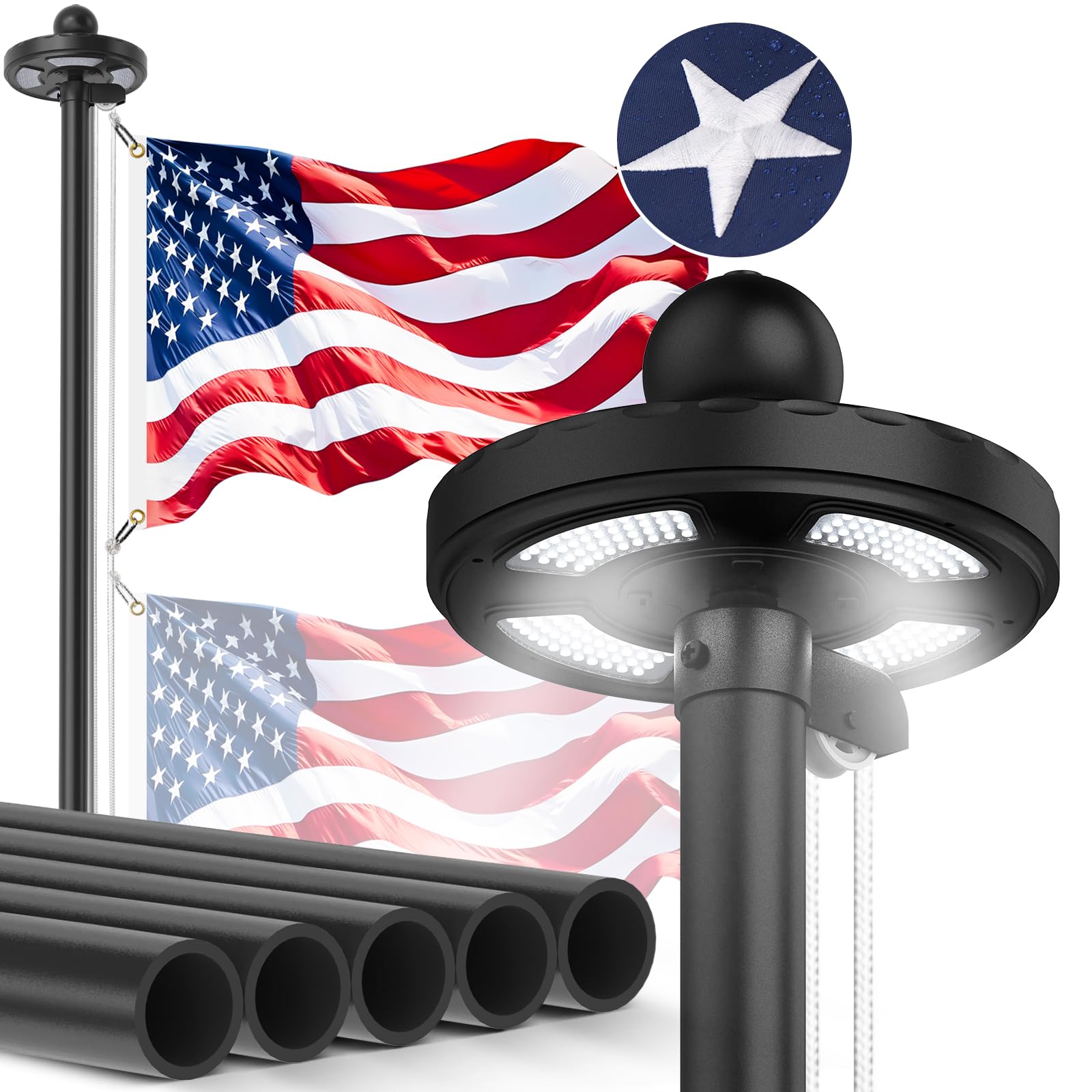 Lezbanz full assembled flagpole front view showing durable display benefit