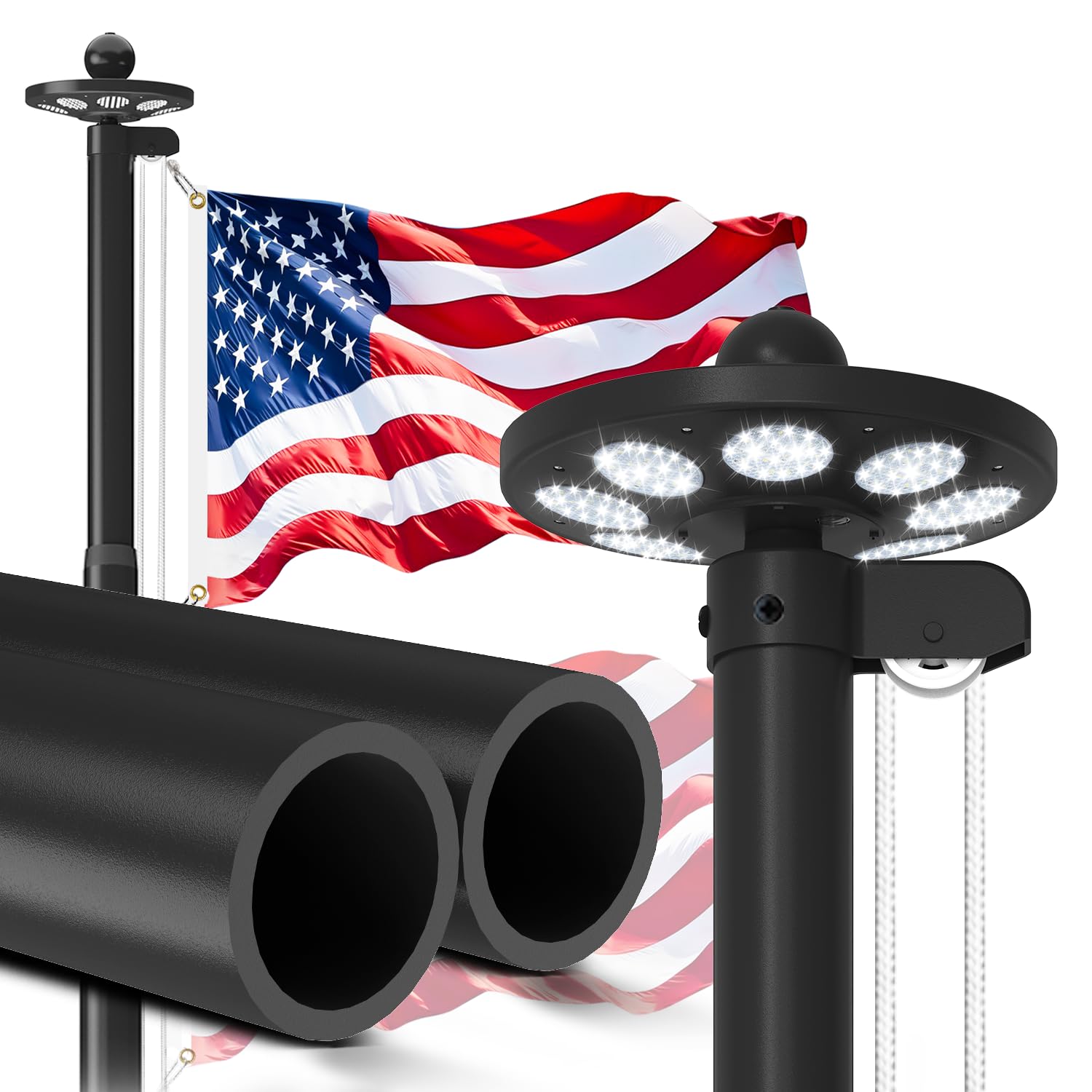 Lezbanz full height pole front view showing sturdy display benefit
