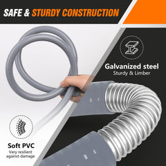 Lezbanz hose close-up showing galvanized steel reinforcement for durable kink resistance