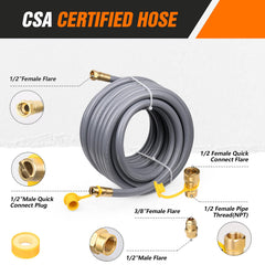 Lezbanz hose connected to grill showing easy tool-free hookup and faster setup