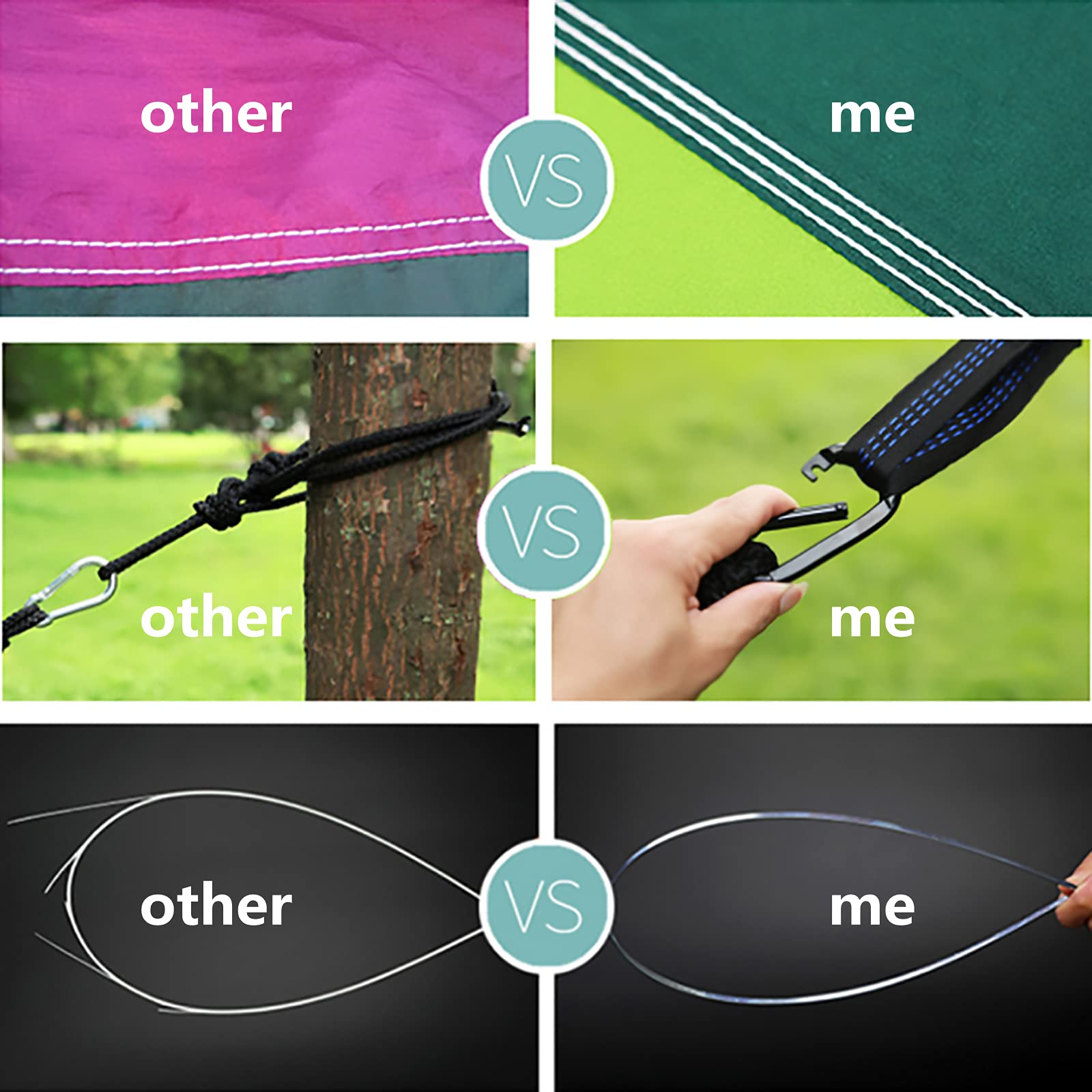 LFL hammock hung between trees in campsite demonstrating easy setup