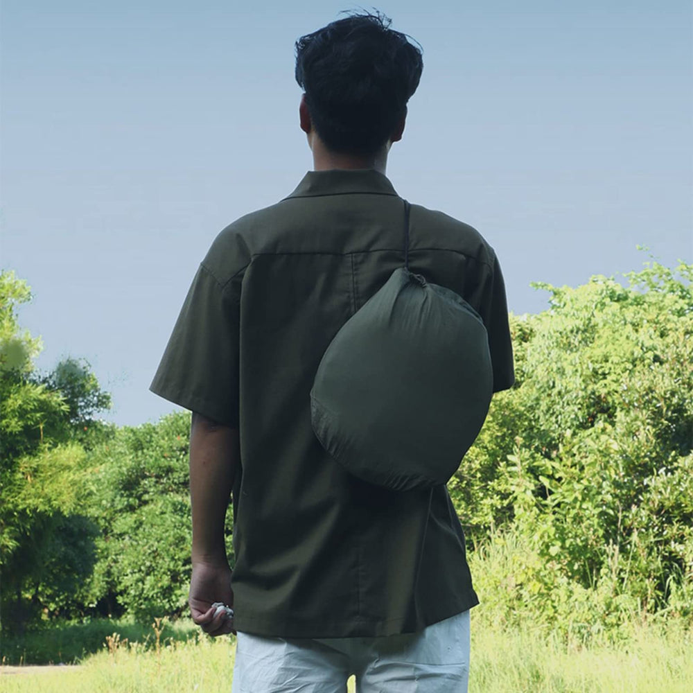 LFL hammock packed in pouch showing compact size for backpacking benefit: easy transport