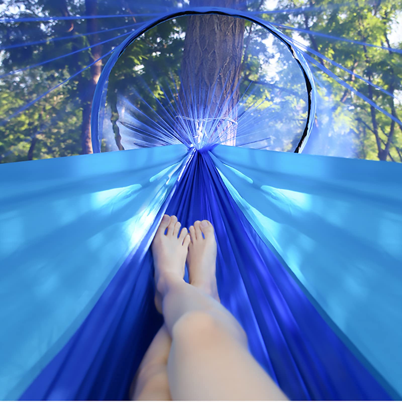 LFL hammock with person demonstrating roomy 9.5×4.6 ft scale