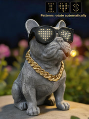 LFLKPY close-up of rotating LED sunglasses showing animated characters