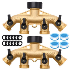 LFSEMINI front view brass splitter showing four outlets and durable construction