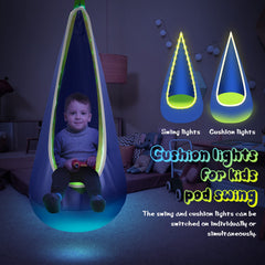 LFSMVT pod swing LED lights at night creating calming glow