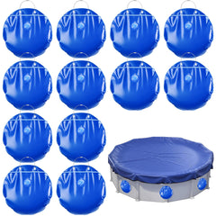 LFUTARI 12-pack front view showing blue round pool cover weights for secure hold