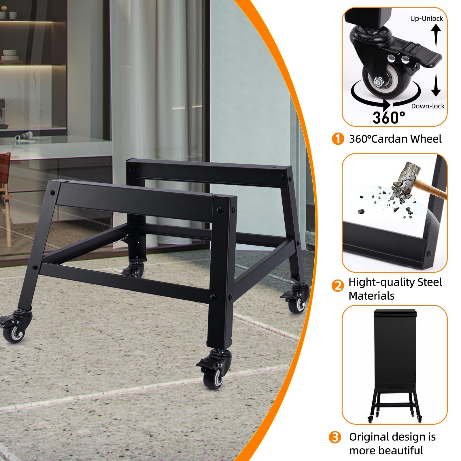 LGBWTUS wheels and casters mounted for smooth maneuvering and locking