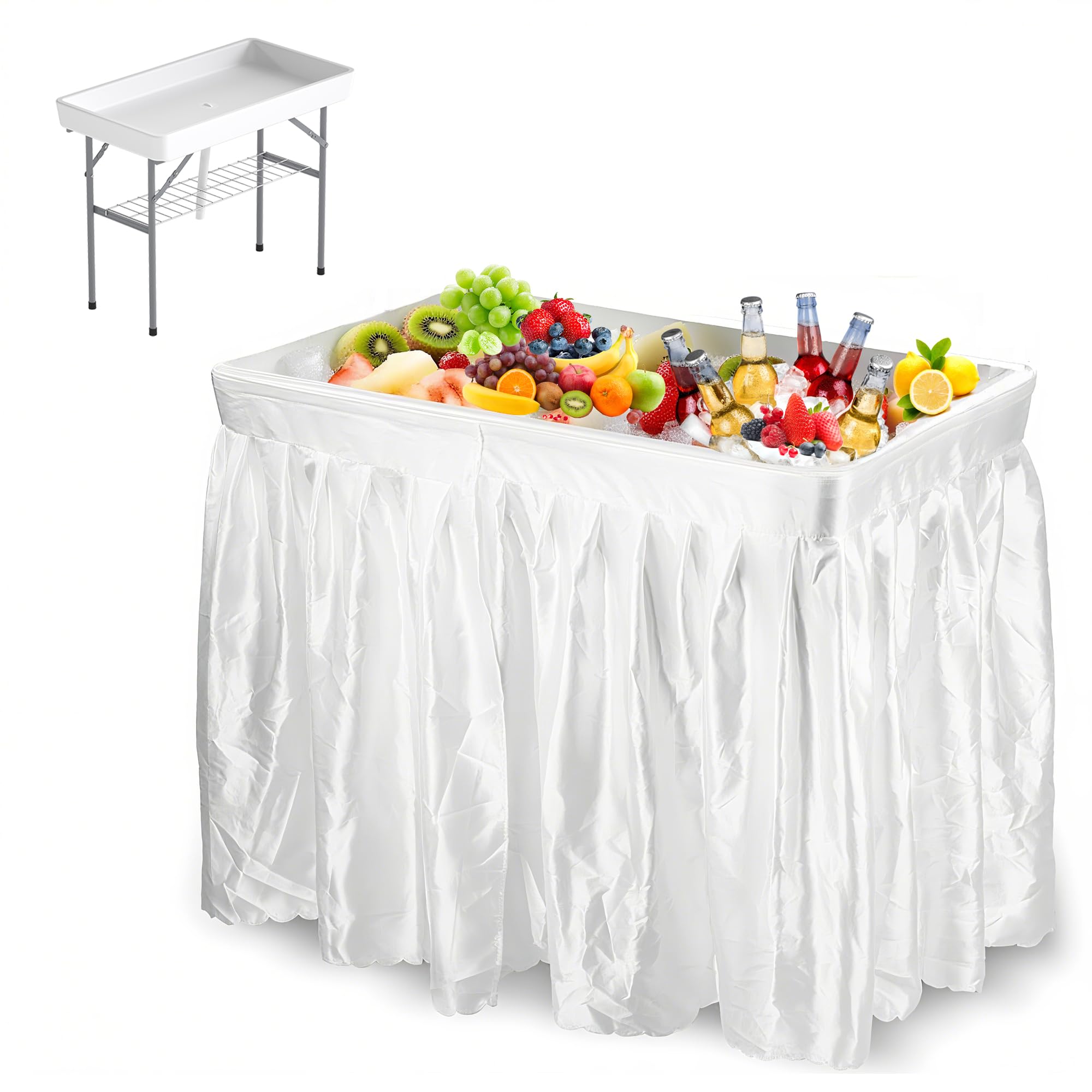 LHBcraft front view of 4ft ice cooler table showing neat presentation and cooling benefit