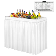 LHBcraft party setup with skirt displaying drinks attractively and keeping beverages chilled
