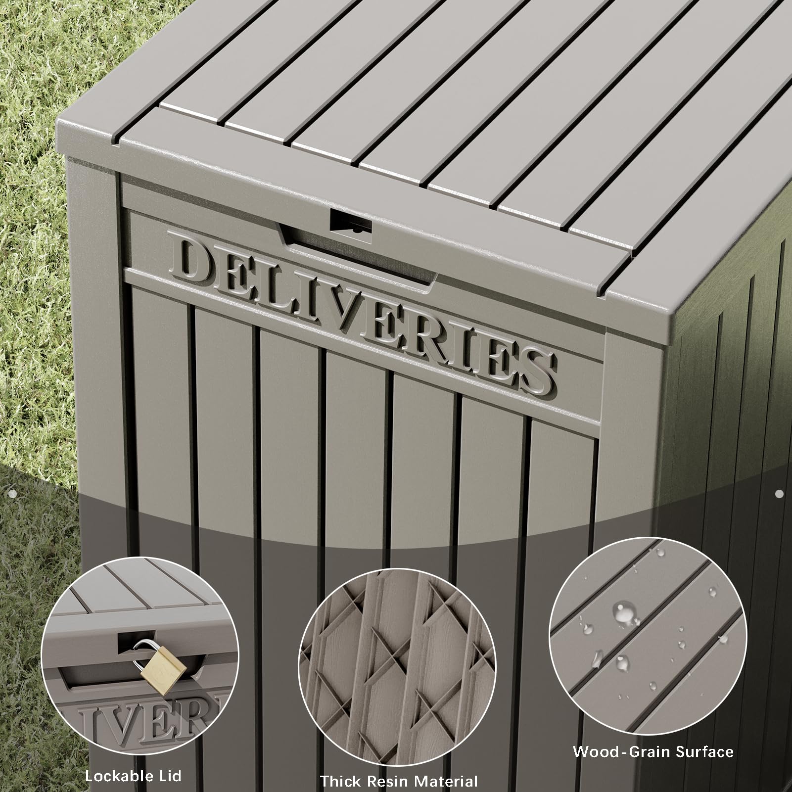 LHBGO delivery box placed on a porch illustrating protected package storage