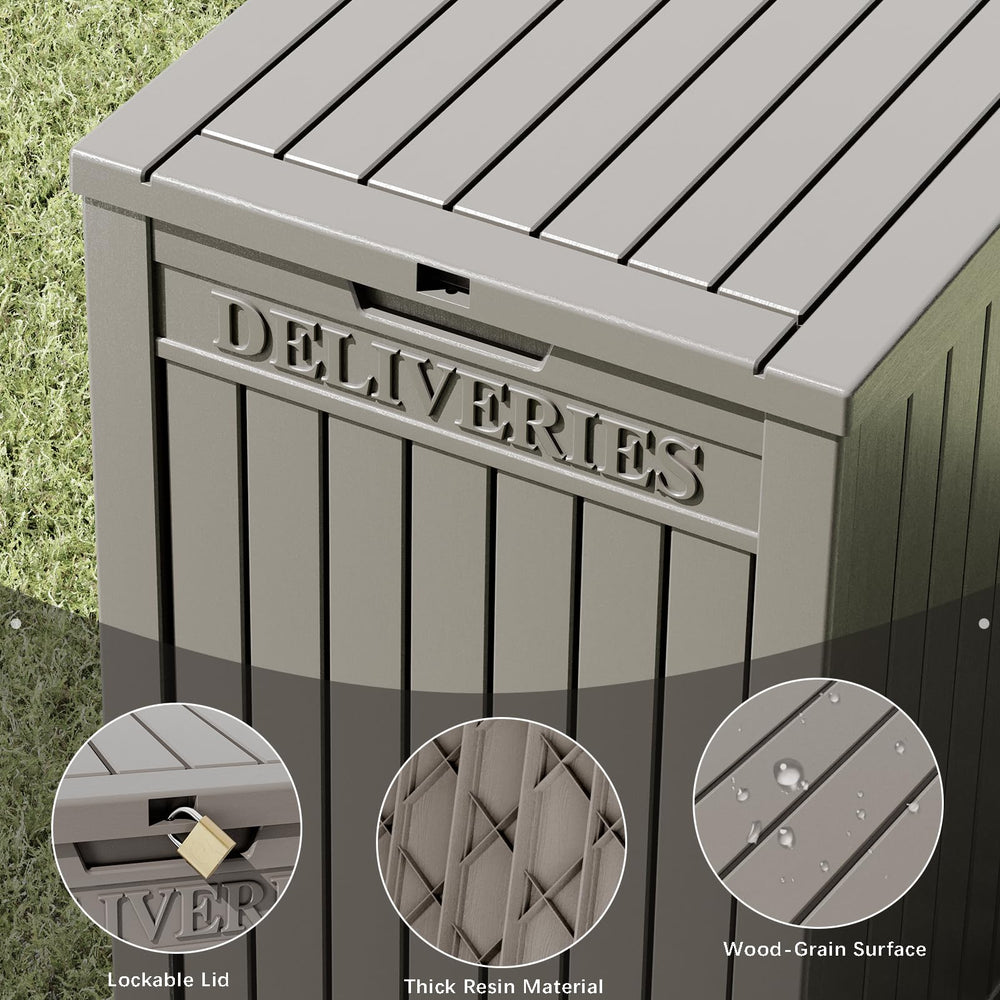 LHBGO delivery box placed on a porch illustrating protected package storage