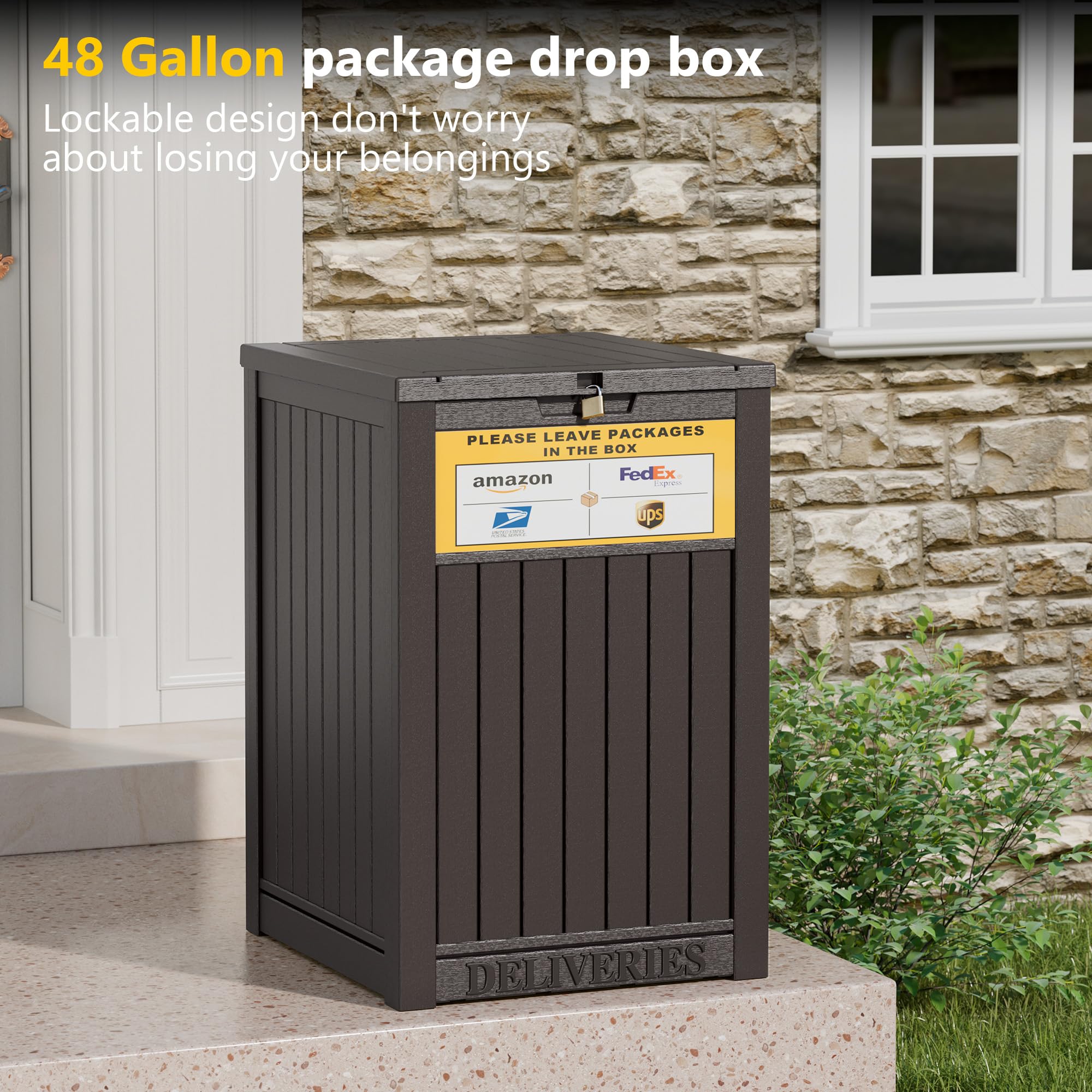 LHBGO delivery box lockable lid detail ready for padlock to secure contents