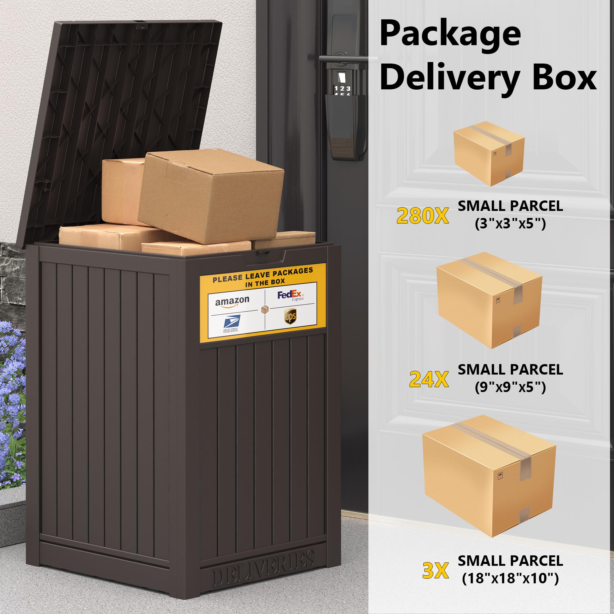 LHBGO package delivery sign mounted and visible to couriers for correct drop-off