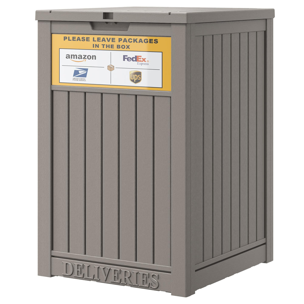 LHBGO front view of 48-gallon delivery box showing secure storage benefit
