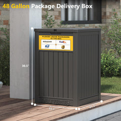LHBGO open lid revealing 48 gallon interior for secure, easy parcel access